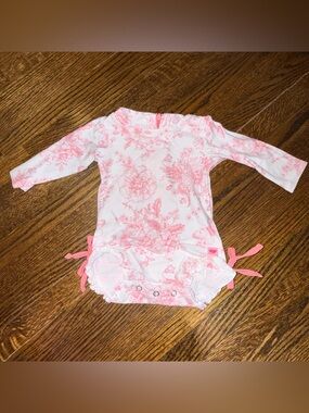 Baby Girls Pink Floral Long Sleeve Swimsuit
